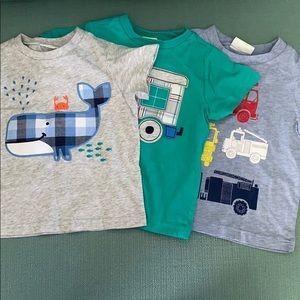 Three T-Shirts Train, fire trucks and Whale